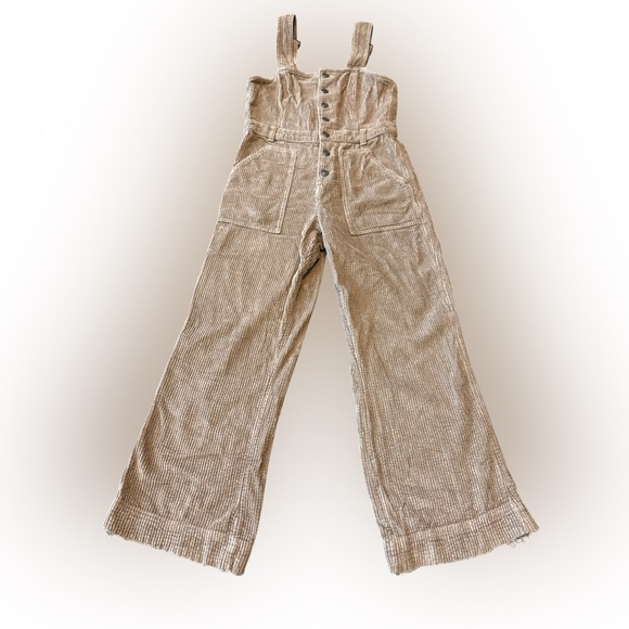 aerie Pants - Aerie Tan Corduroy Overalls